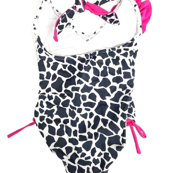 Isobella & Chloe 1 Piece Swimsuit Black & White Polka Dots Giraffe Print Size 2T - Picture 5 of 7